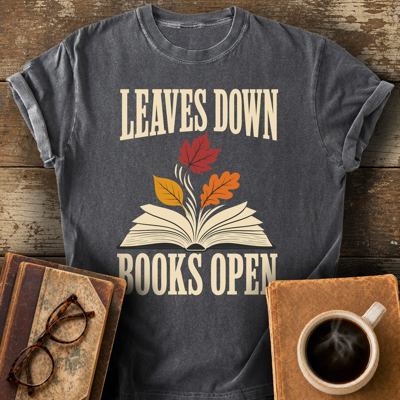 Leaves Down, Books Open Tee - pepper shirt mockup