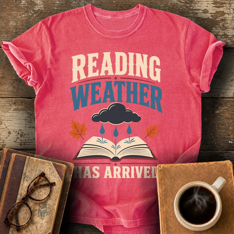 Reading Weather Has Arrived Tee - watermelon shirt mockup
