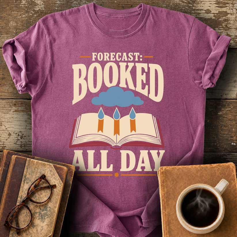 Forecast: Booked All Day Tee - berry shirt mockup
