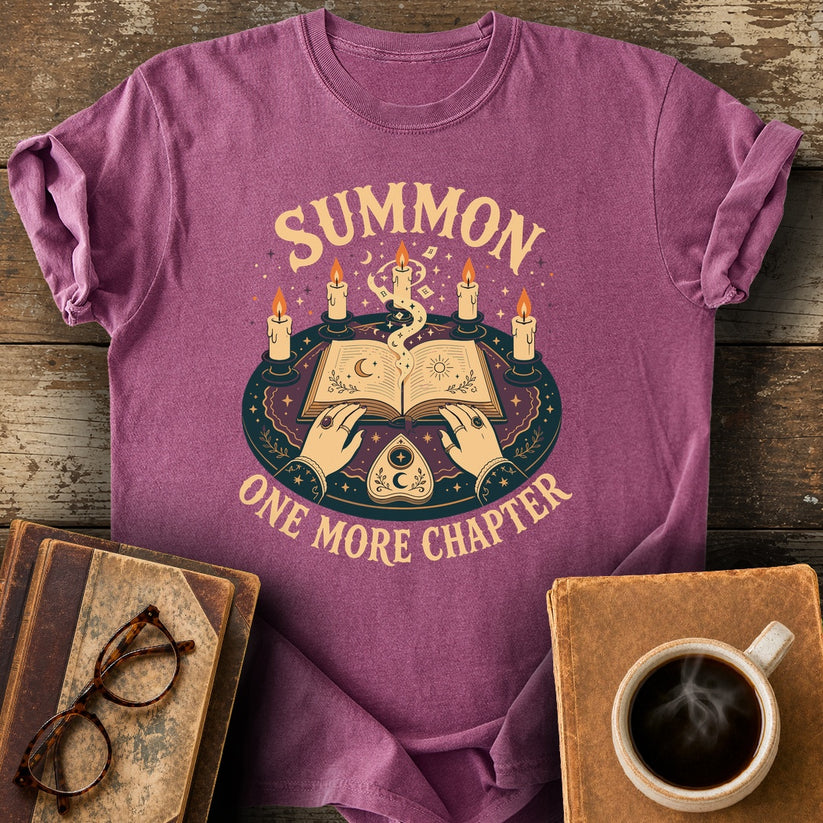 Summon One More Chapter Tee - berry shirt mockup