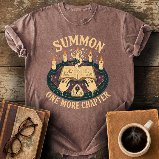 Summon One More Chapter Tee - espresso shirt mockup