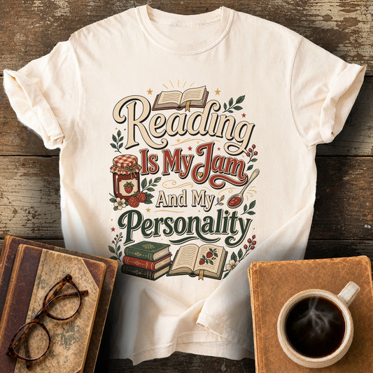 Reading Is My Jam And My Personality T-Shirt - ivory shirt mockup