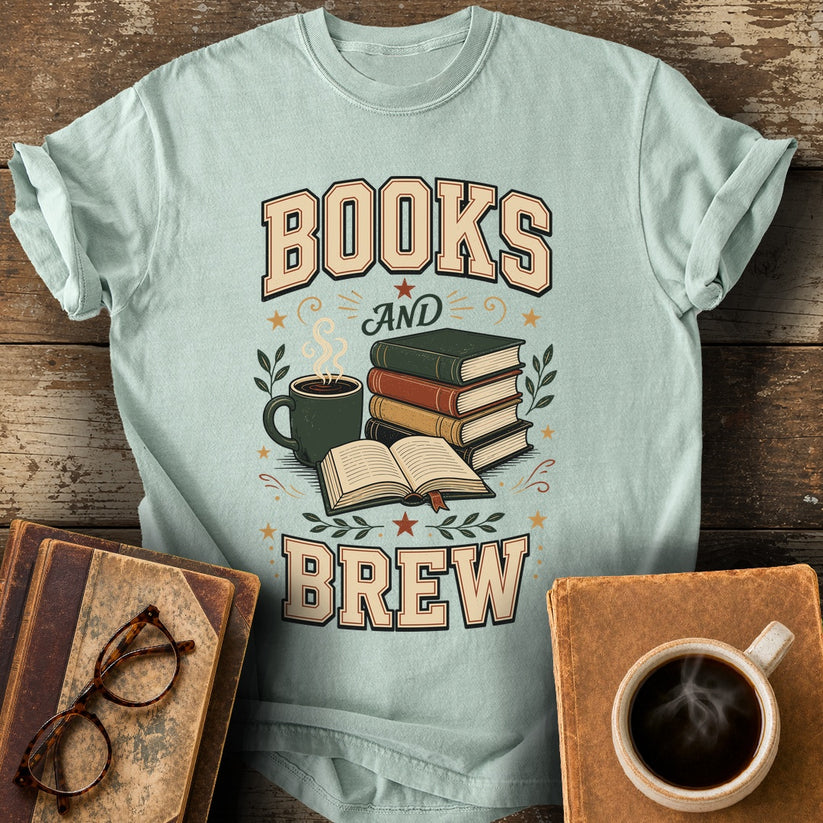 Books And Brew T-Shirt - bay shirt mockup