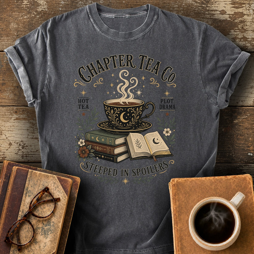Chapter Tea Co Steeped In Spoilers T-Shirt - pepper shirt mockup