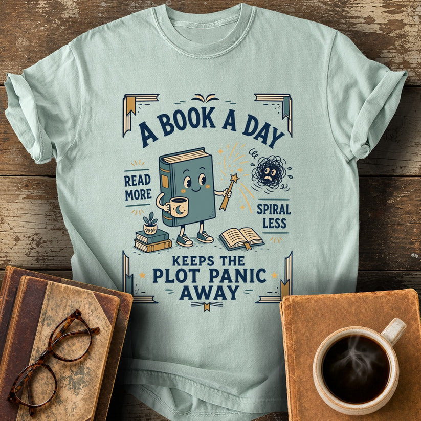 Plot Panic Tee - bay shirt mockup