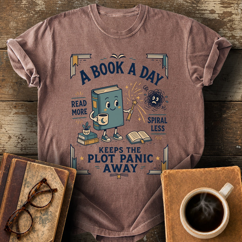 Plot Panic Tee - espresso shirt mockup
