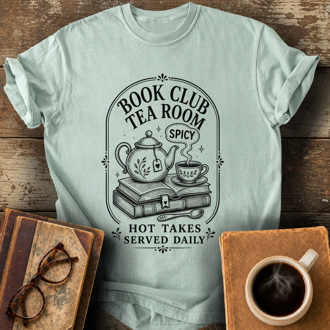 Book Club Tea Room Tee - bay shirt mockup