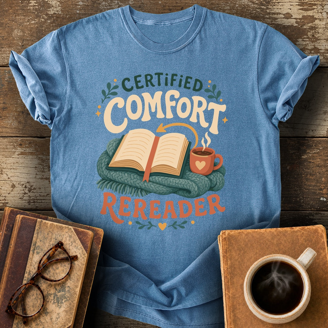 Certified Comfort Rereader Tee - blue jean shirt mockup