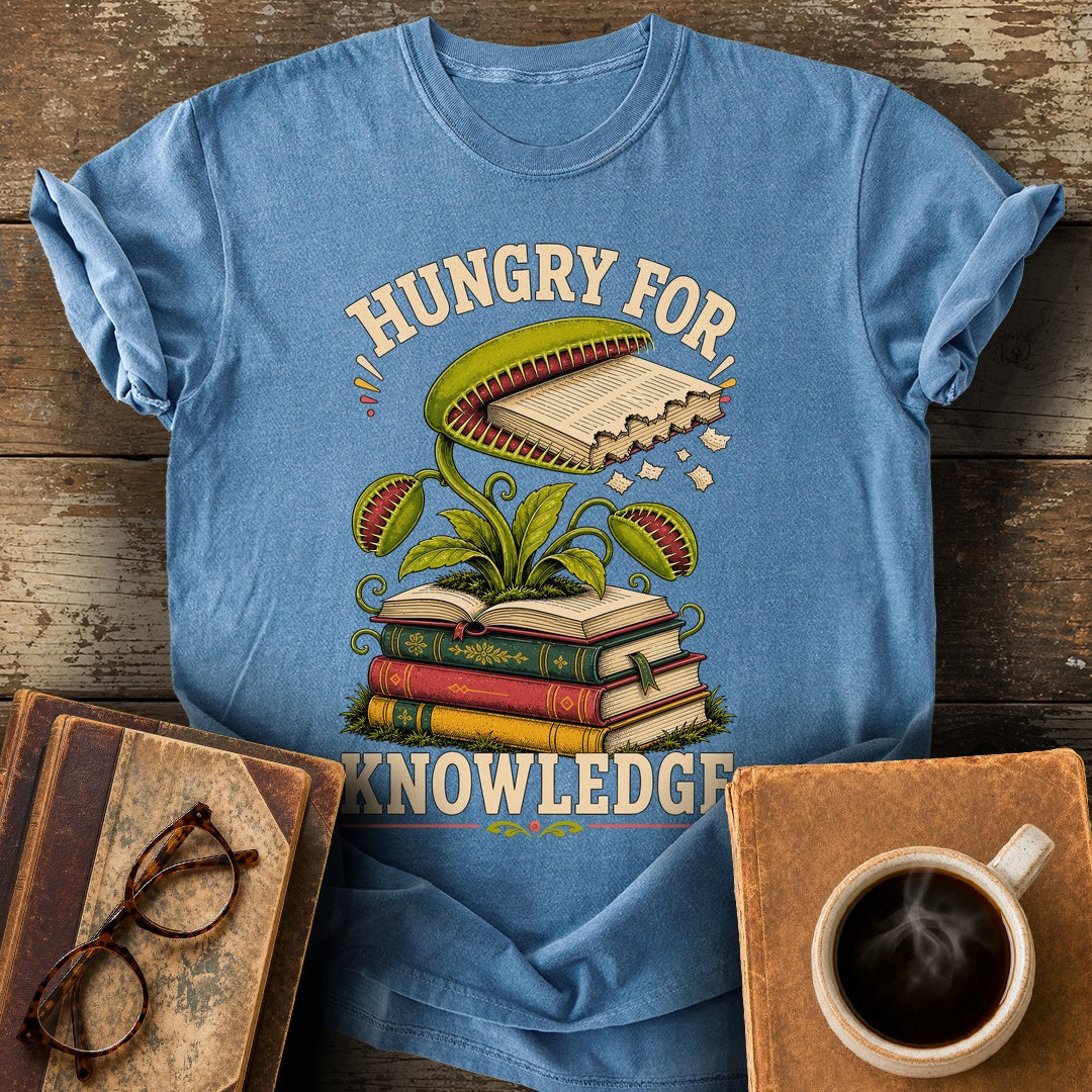 Hungry for Knowledge Tee - blue jean shirt mockup