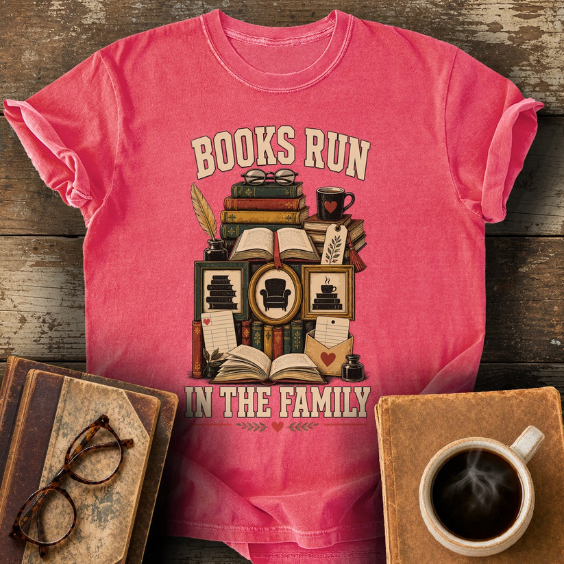 Books Run in the Family Tee - watermelon shirt mockup