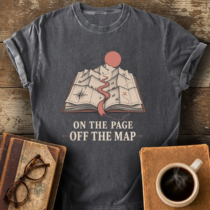 On the Page Off the Map Tee - pepper shirt mockup