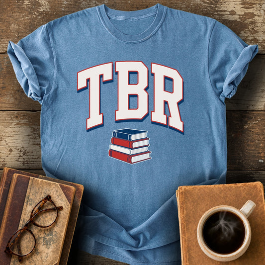 TBR Varsity Tee - blue jean shirt mockup