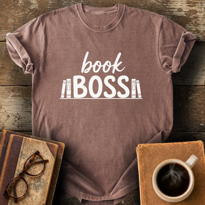 Book Boss Tee - espresso shirt mockup