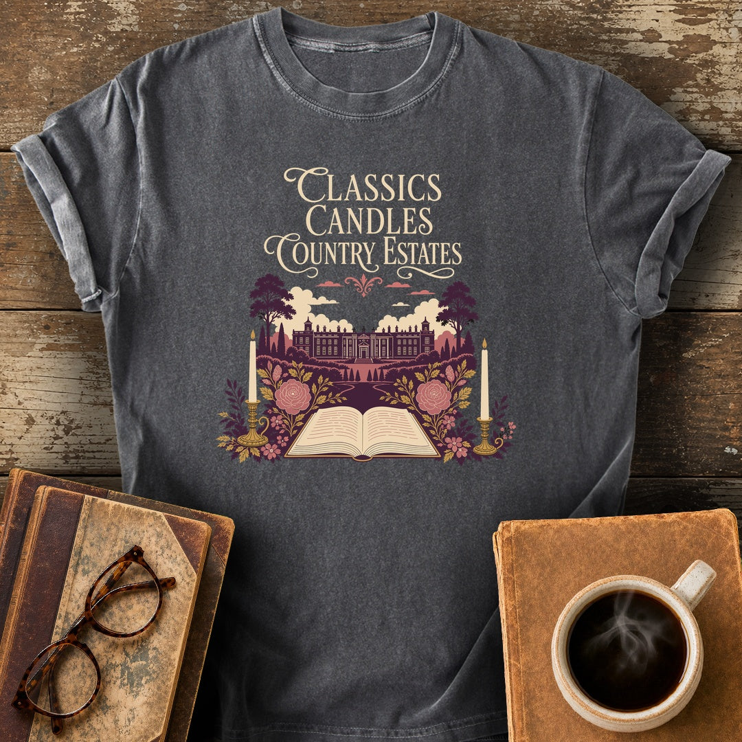 Classics, Candles & Country Estates Tee - pepper shirt mockup