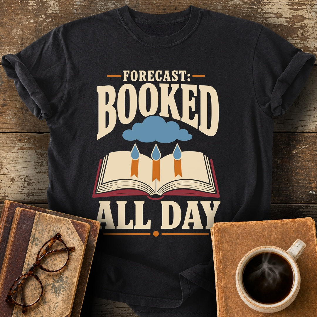 Forecast: Booked All Day Tee - black shirt mockup