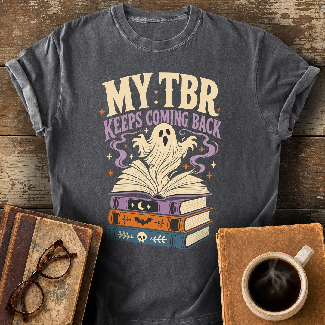 My TBR Keeps Coming Back Tee - pepper shirt mockup