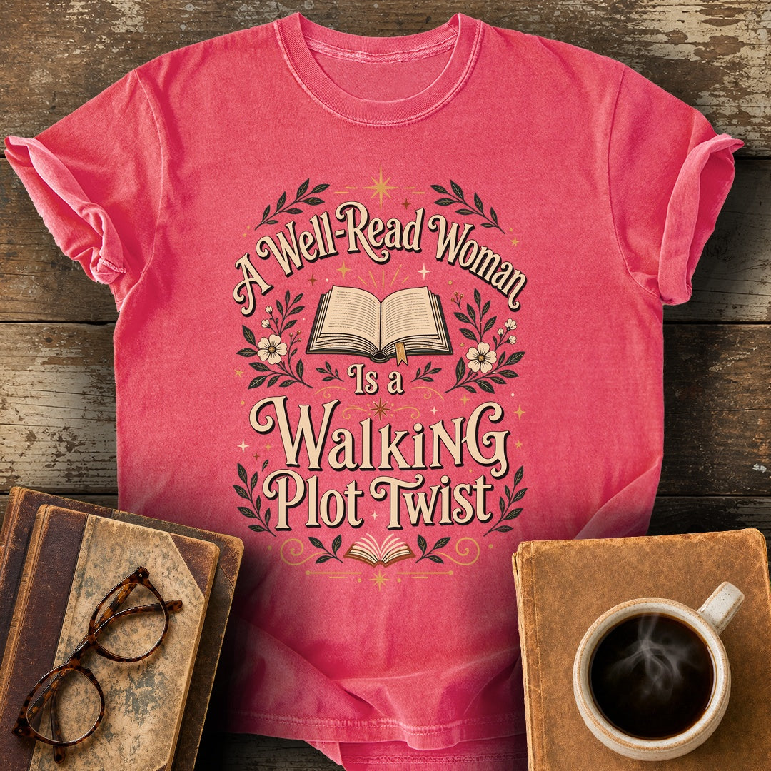 A Well-Read Woman Is a Walking Plot Twist T-Shirt - watermelon shirt mockup