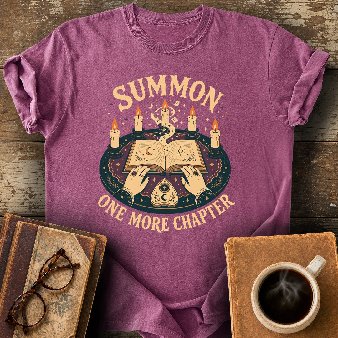 Summon One More Chapter Tee - berry shirt mockup