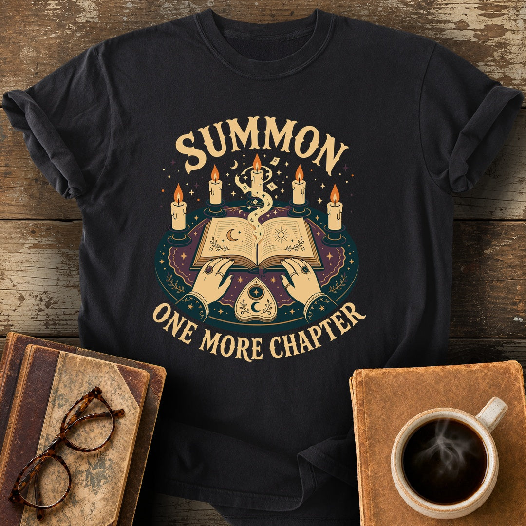 Summon One More Chapter Tee - black shirt mockup