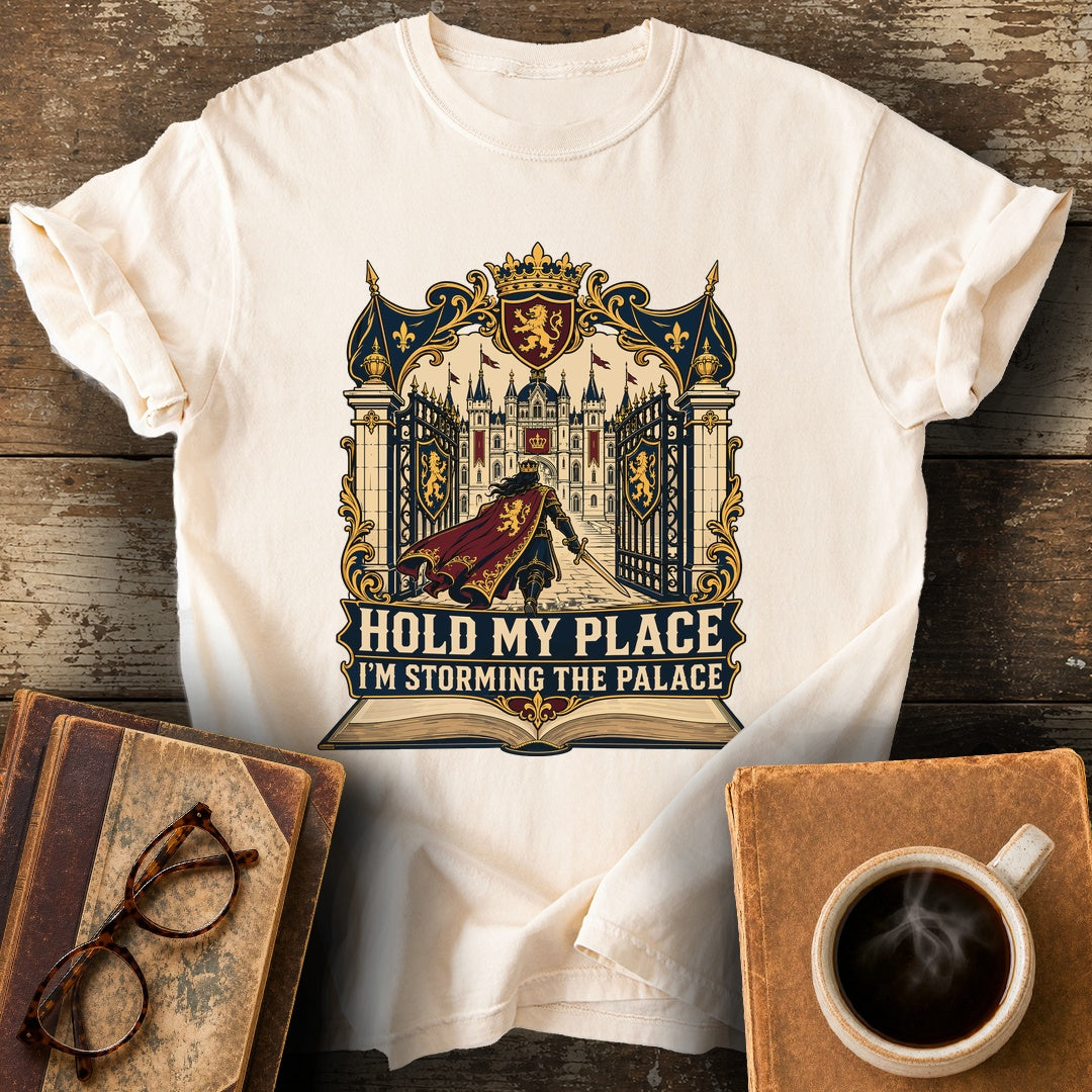Hold My Place, I'm Storming the Palace Tee - ivory shirt mockup