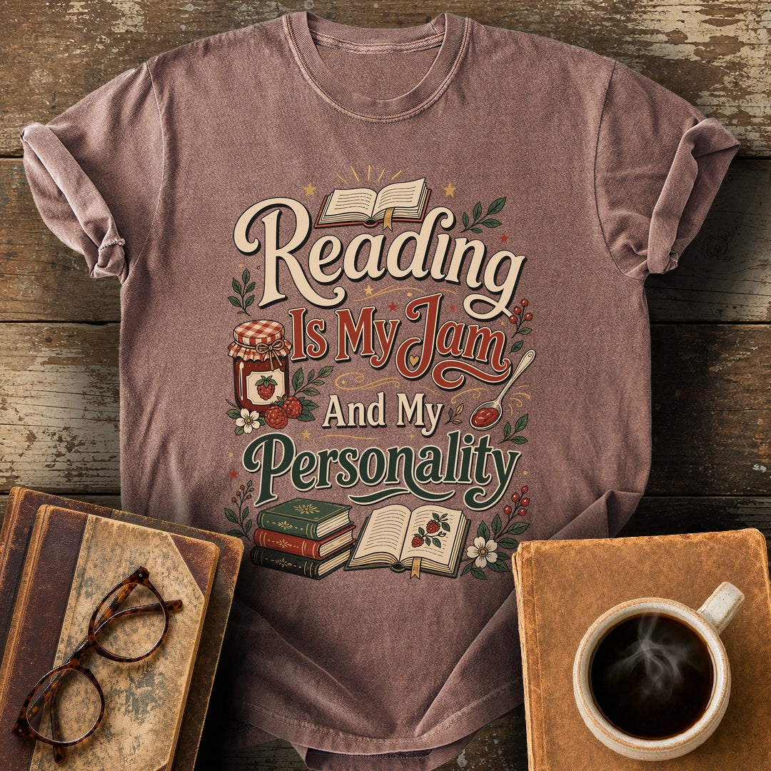 Reading Is My Jam And My Personality T-Shirt - espresso shirt mockup