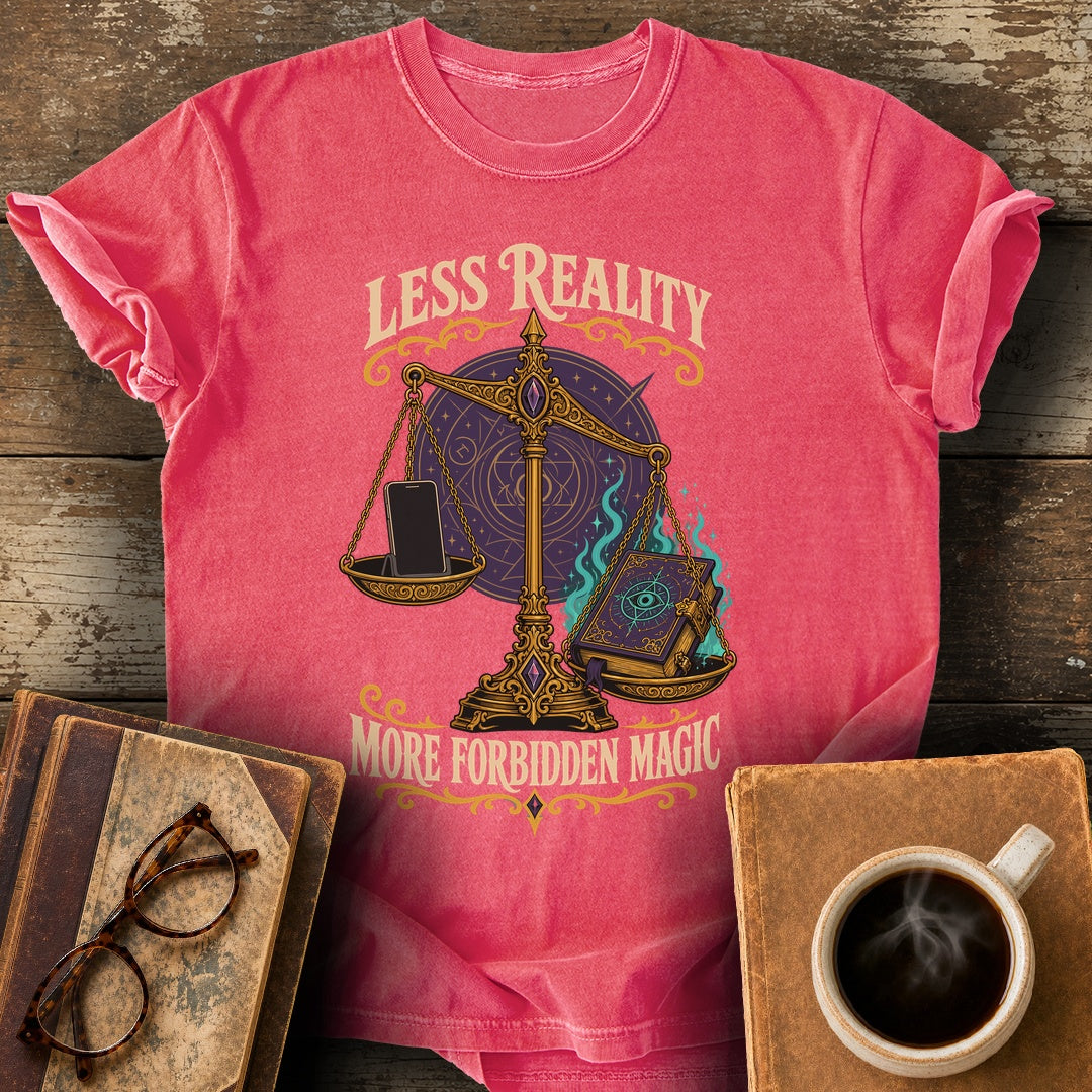 Less Reality, More Forbidden Magic Tee - watermelon shirt mockup