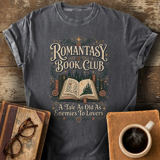 Romantasy Book Club Enemies To Lovers T-Shirt - pepper shirt mockup
