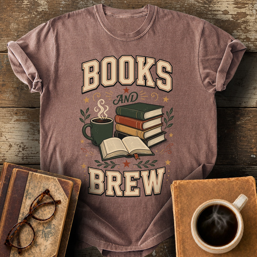 Books And Brew T-Shirt - espresso shirt mockup