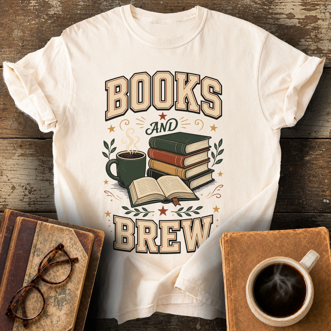 Books And Brew T-Shirt - ivory shirt mockup