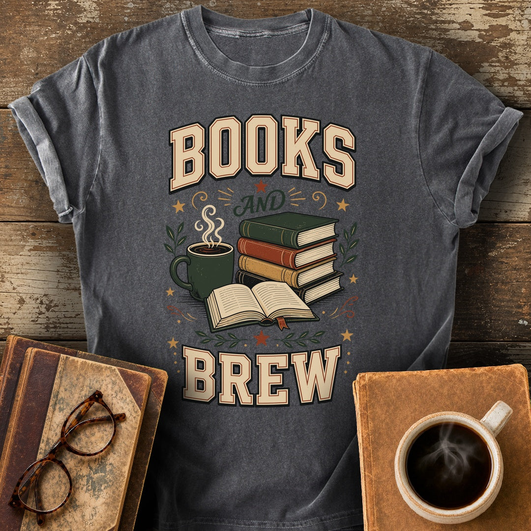 Books And Brew T-Shirt - pepper shirt mockup