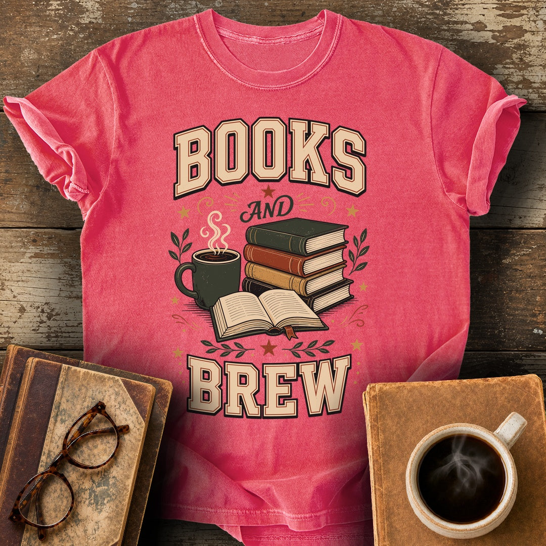 Books And Brew T-Shirt - watermelon shirt mockup