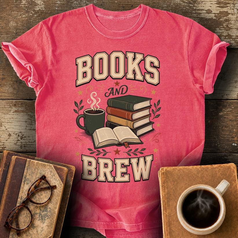 Books And Brew T-Shirt - watermelon shirt mockup
