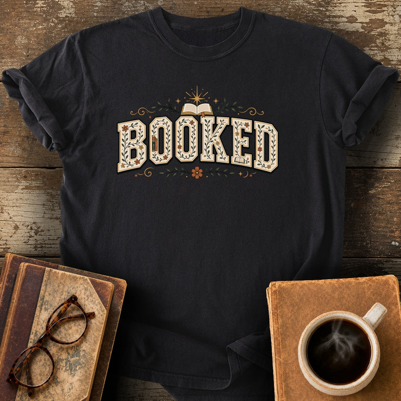 Booked T-Shirt - black shirt mockup