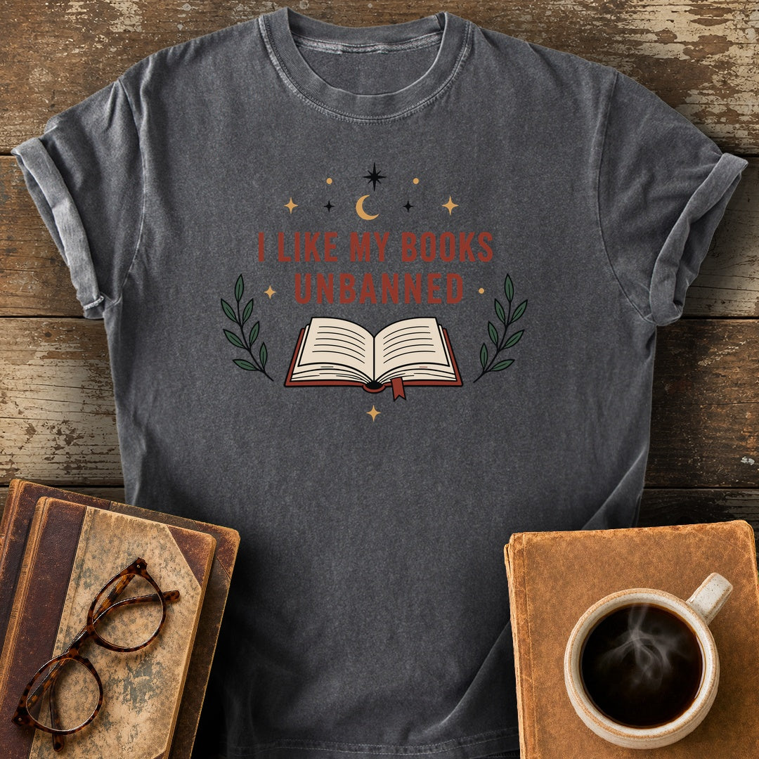 I Like My Books Unbanned T-Shirt - pepper shirt mockup