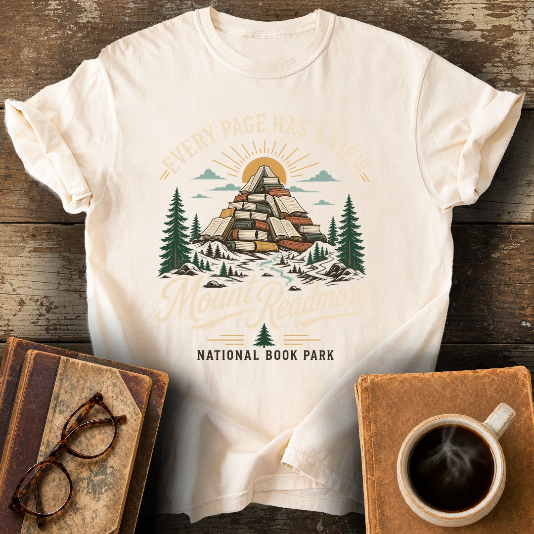 Every Page Has A View T-Shirt - ivory shirt mockup