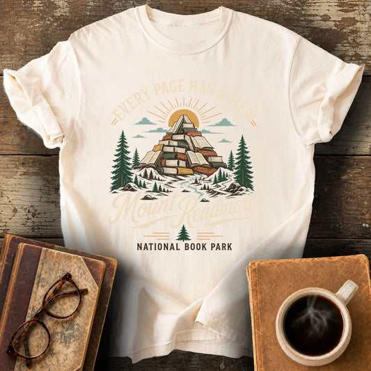 Every Page Has A View T-Shirt - ivory shirt mockup