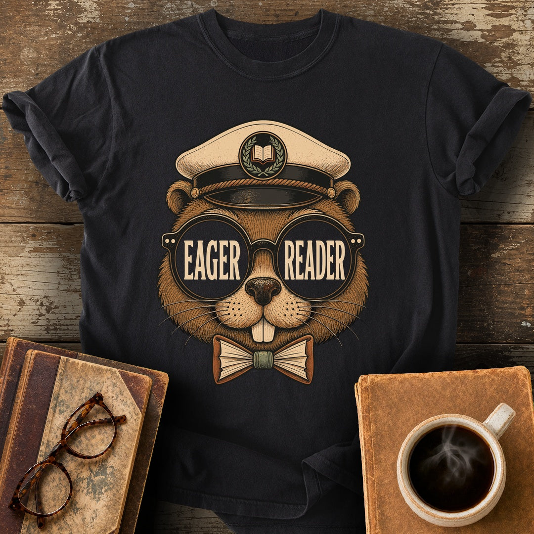Eager Reader Beaver Tee - black shirt mockup
