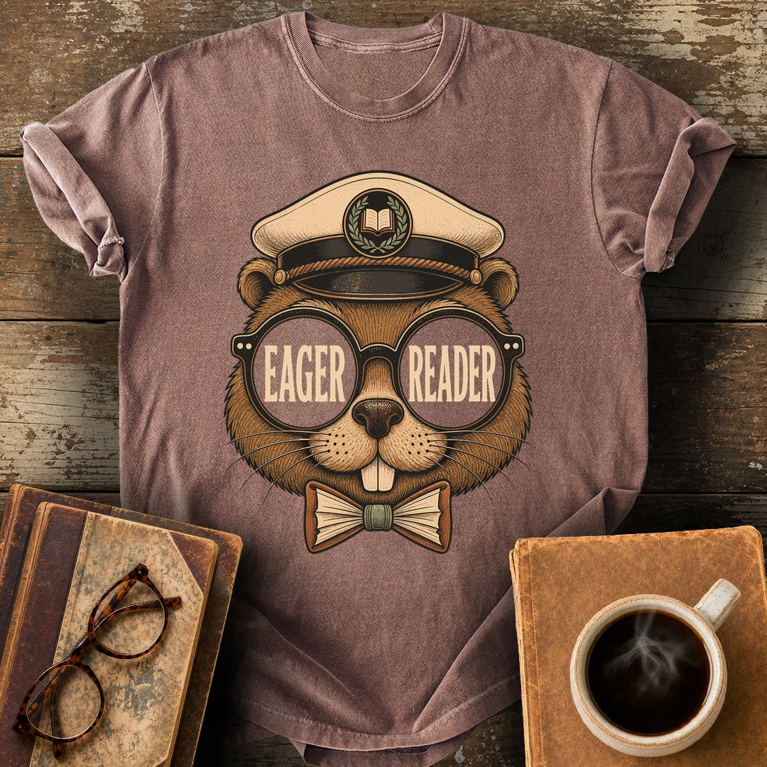 Eager Reader Beaver Tee - espresso shirt mockup