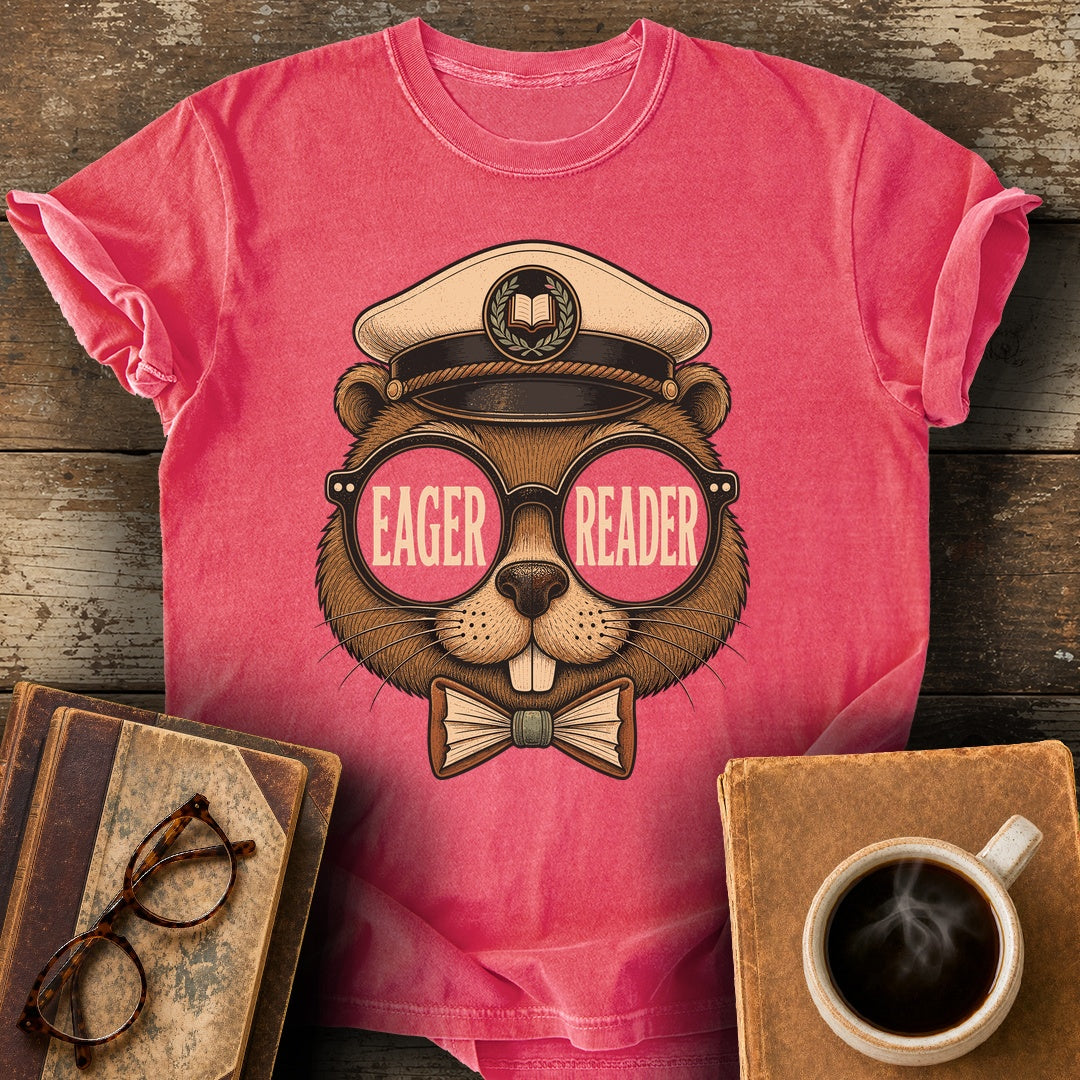 Eager Reader Beaver Tee - watermelon shirt mockup