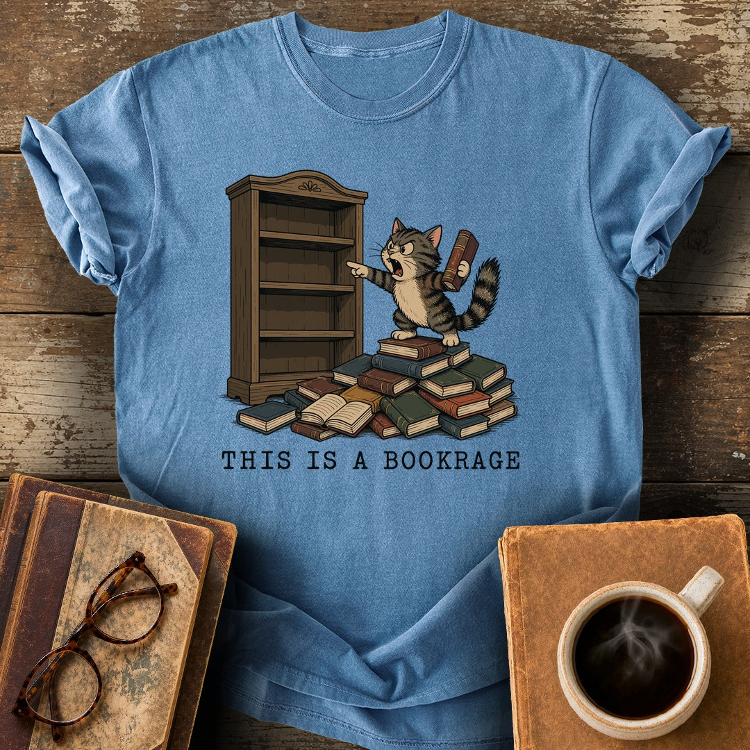 This Is a Bookrage Tee - blue jean shirt mockup