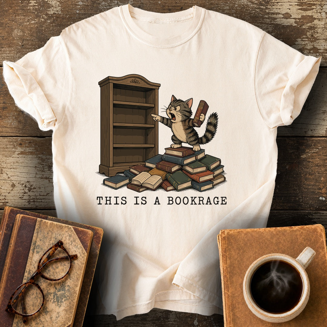 This Is a Bookrage Tee - ivory shirt mockup
