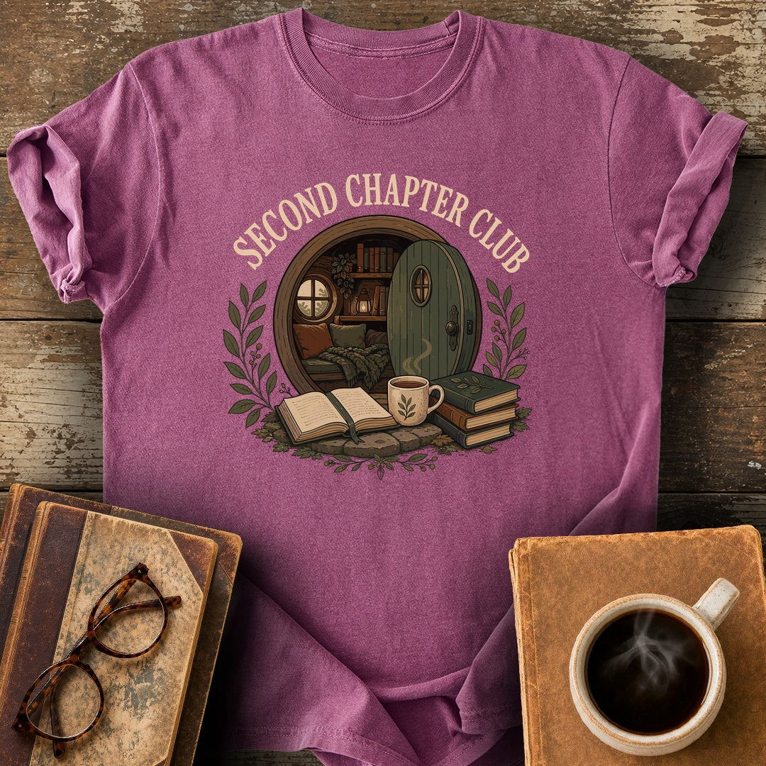 Second Chapter Club Tee - berry shirt mockup