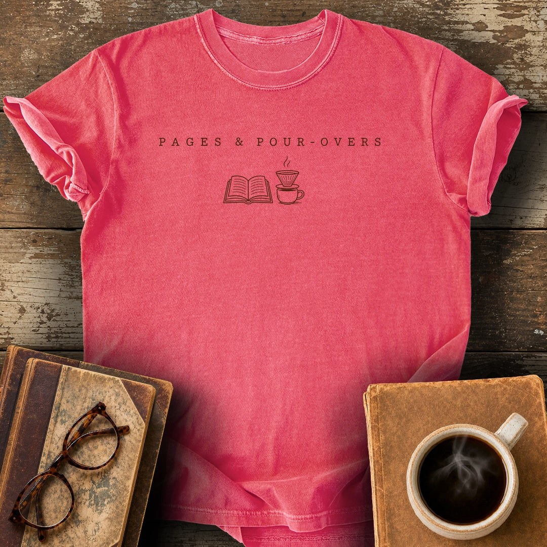 Pages and Pour-Overs Tee - watermelon shirt mockup