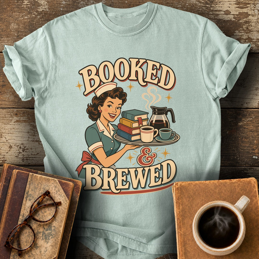 Booked and Brewed Tee - bay shirt mockup
