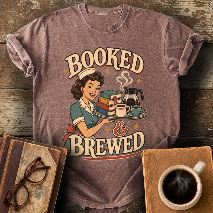 Booked and Brewed Tee - espresso shirt mockup