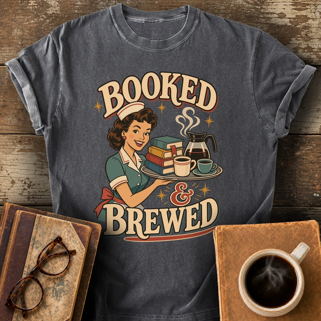 Booked and Brewed Tee - pepper shirt mockup