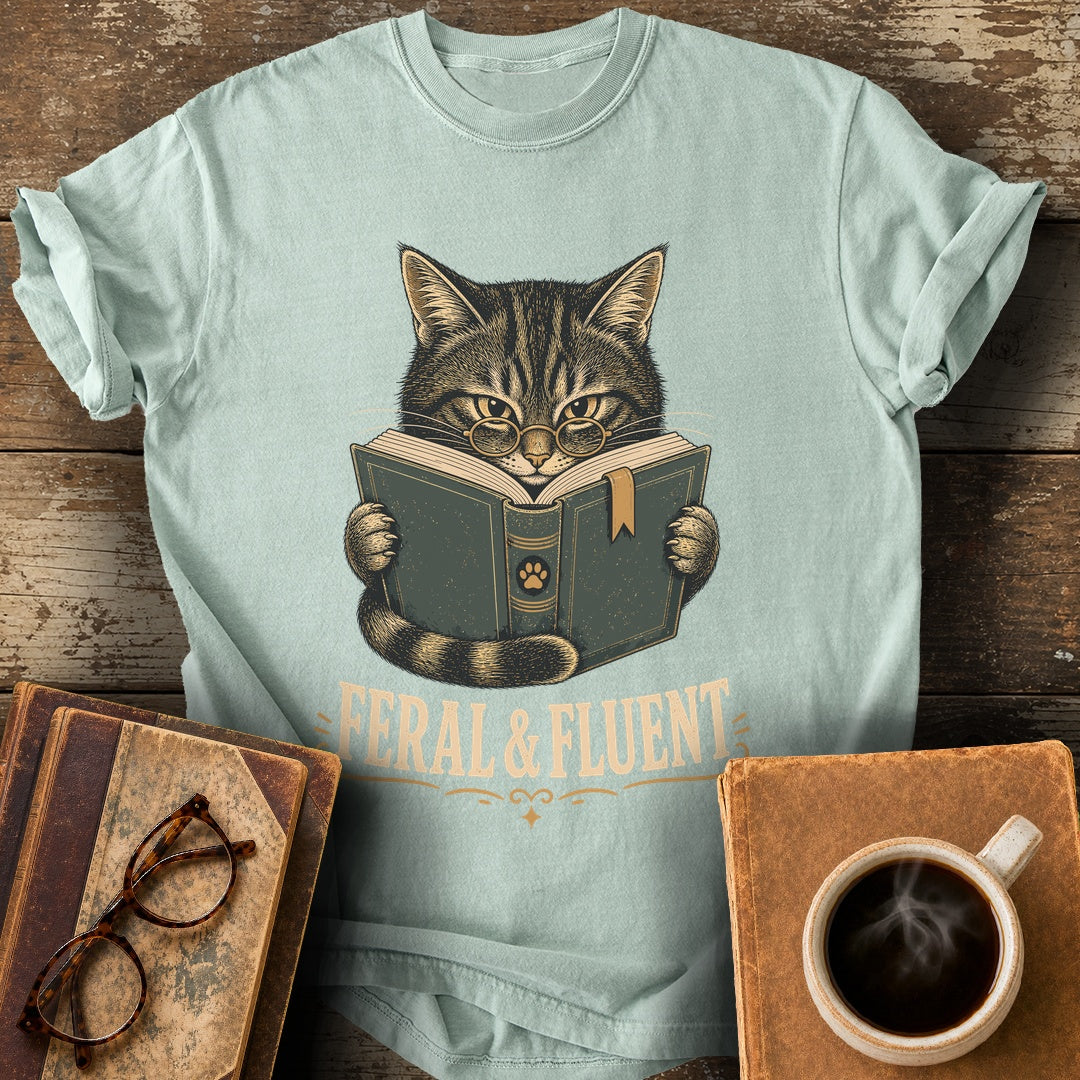 Feral and Fluent Tee - bay shirt mockup