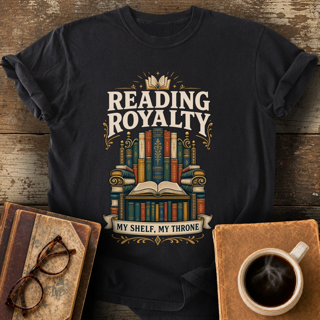 Reading Royalty My Shelf My Throne Tee - black shirt mockup