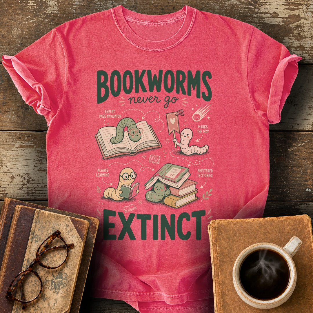 Bookworms Never Go Extinct Tee - watermelon shirt mockup