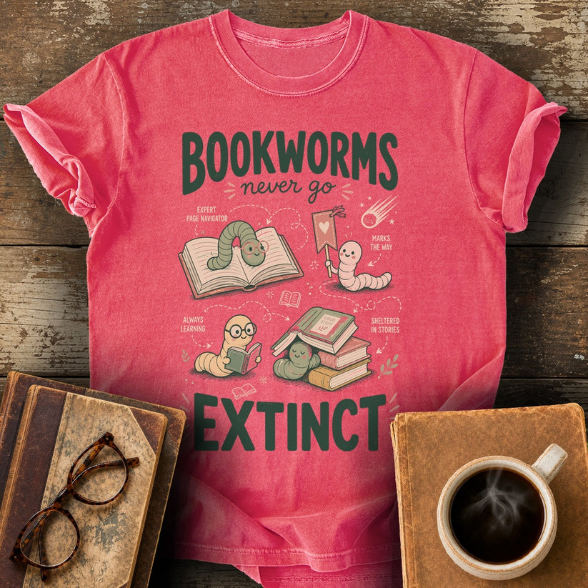 Bookworms Never Go Extinct Tee - watermelon shirt mockup